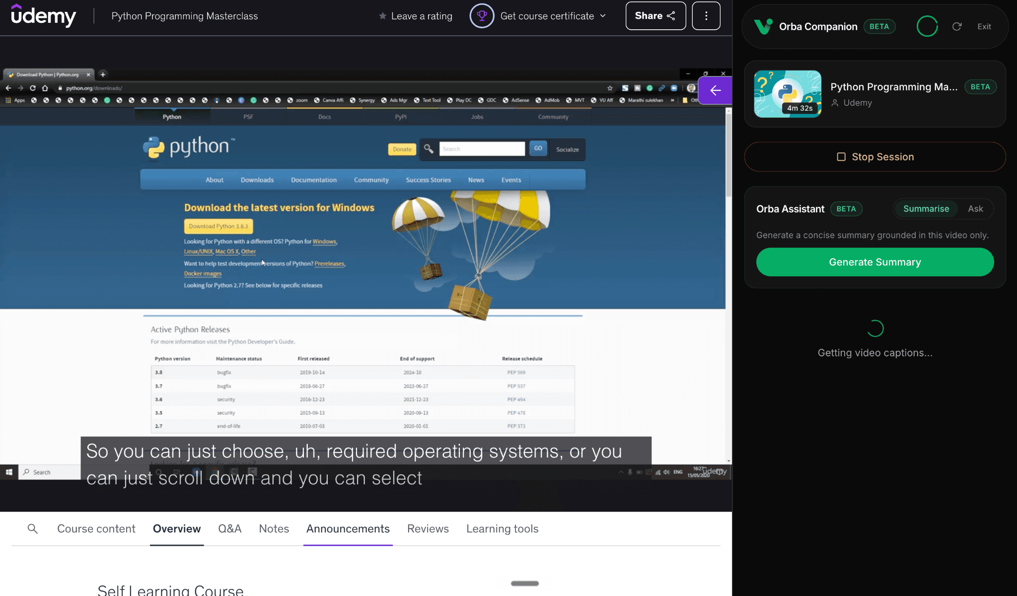 Orba Companion on Udemy with supported platforms